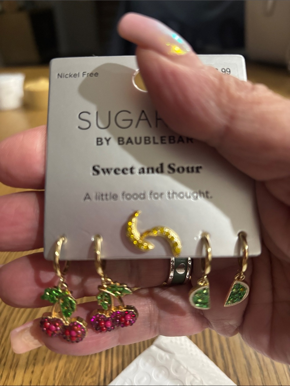 Sugarfix by BaubleBar Pink Cherry & Green Citrus Dangle Earring Trio